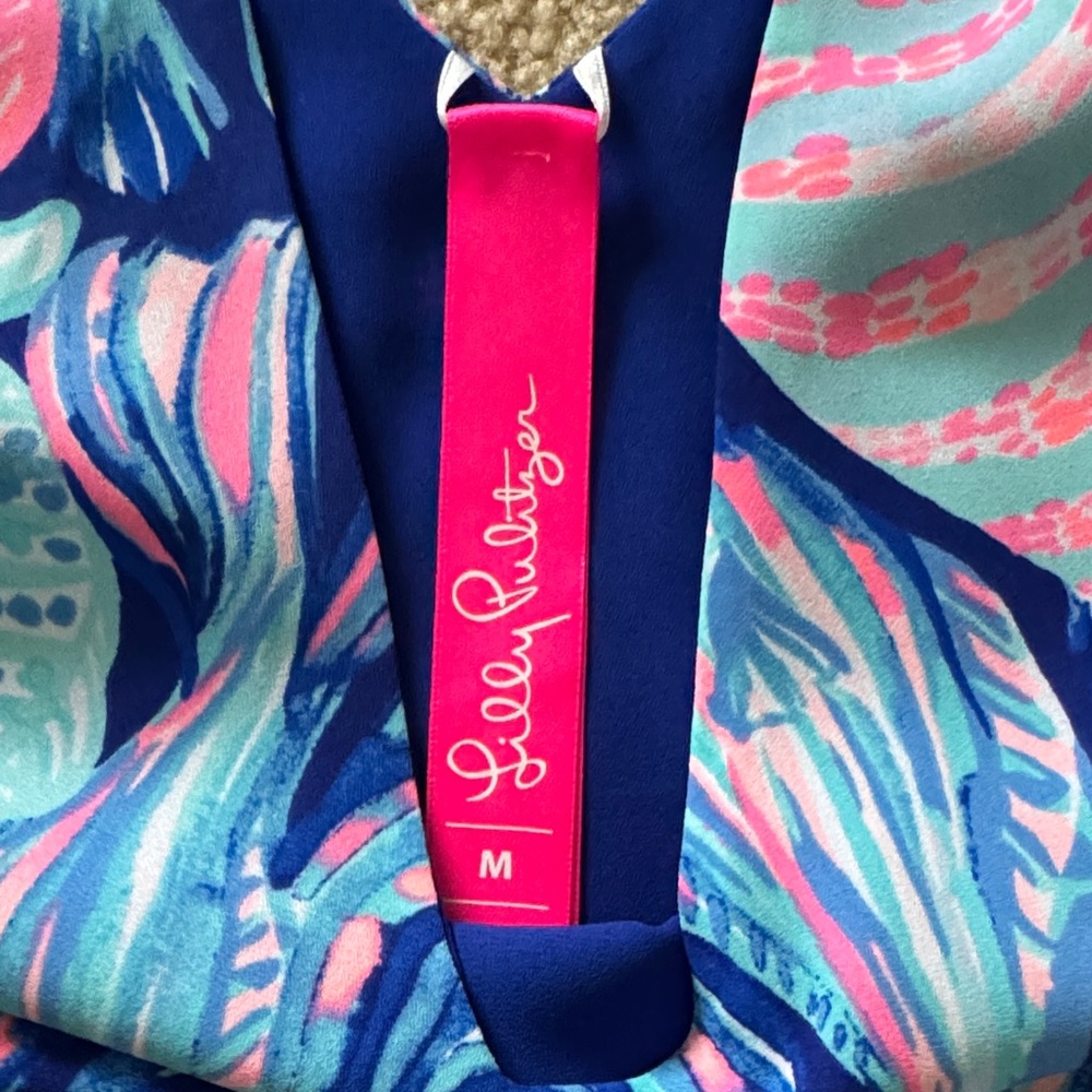 Lilly Pulitzer reversible Vibrant Blue and Pink Blouse - Picture 2 of 5